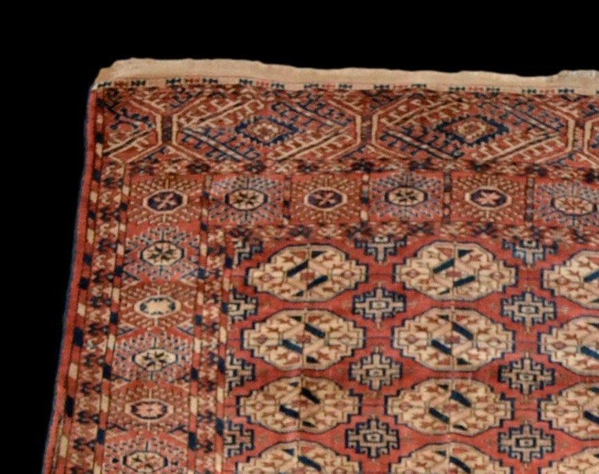 Ancient Tékké Carpet, Turkestan, 138 Cm X 186 Cm, Hand-knotted Wool, Middle 20th Century-photo-4