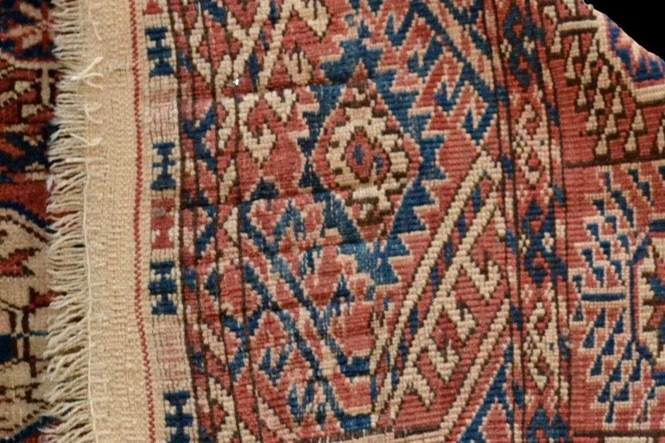 Ancient Tékké Carpet, Turkestan, 138 Cm X 186 Cm, Hand-knotted Wool, Middle 20th Century-photo-6
