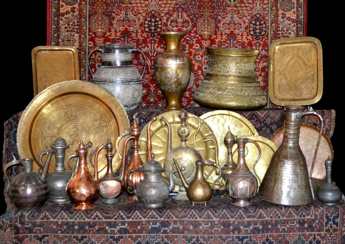 Tea Tray, Red Copper, Tulip Decoration, Ottoman Art, 19th Century-photo-7