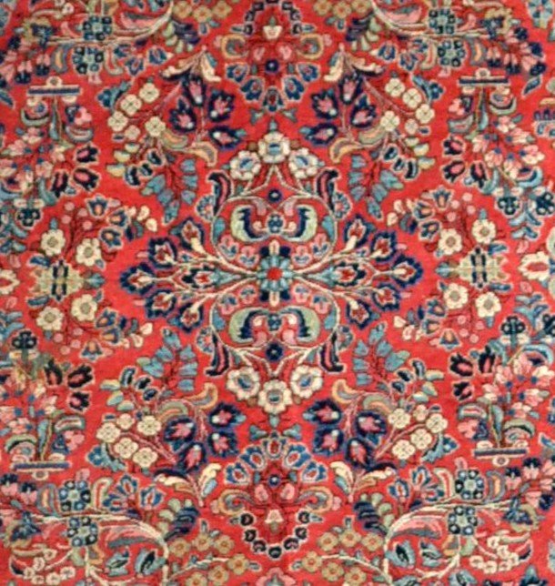 Old American Sarough, Persian Carpet, 132 Cm X 214 Cm, Hand-knotted Wool Mid-20th Century,-photo-2