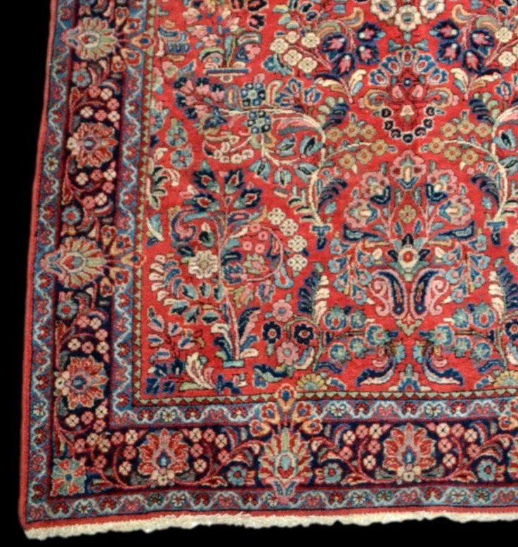 Old American Sarough, Persian Carpet, 132 Cm X 214 Cm, Hand-knotted Wool Mid-20th Century,-photo-3