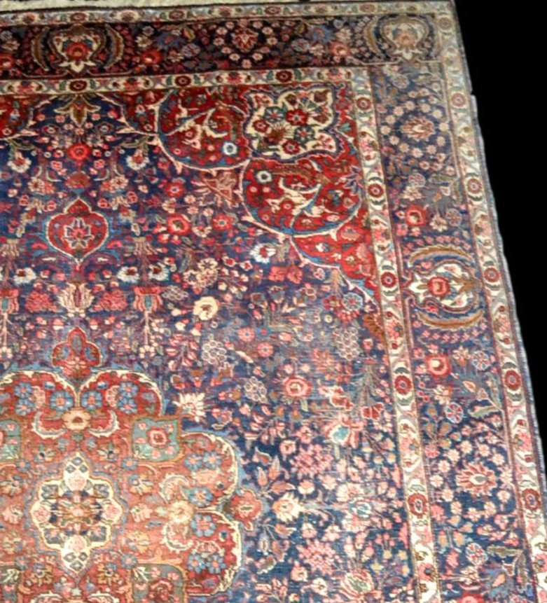 Tapis Persan Tabriz, Iran, 222 cm x 338 cm, laine nouée main vers 1970, bon état-photo-4