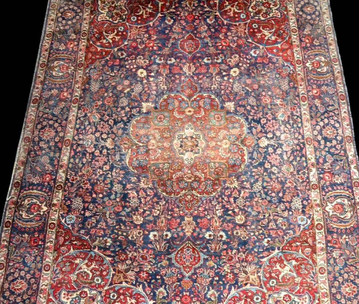 Tapis Persan Tabriz, Iran, 222 cm x 338 cm, laine nouée main vers 1970, bon état-photo-1