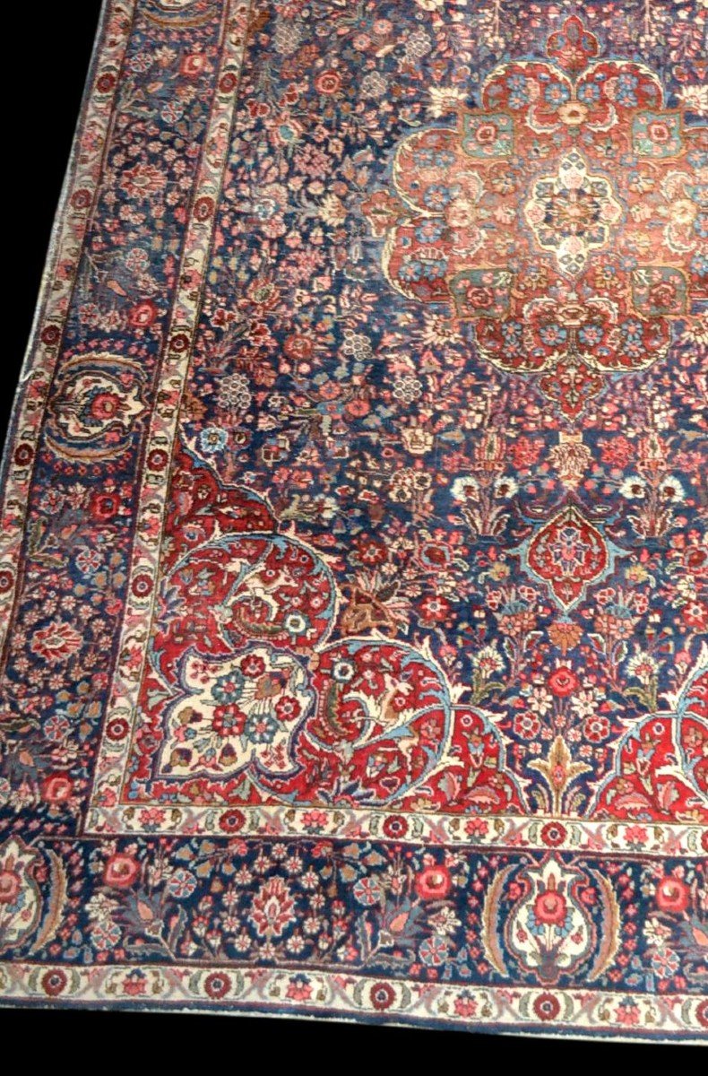 Tapis Persan Tabriz, Iran, 222 cm x 338 cm, laine nouée main vers 1970, bon état-photo-3