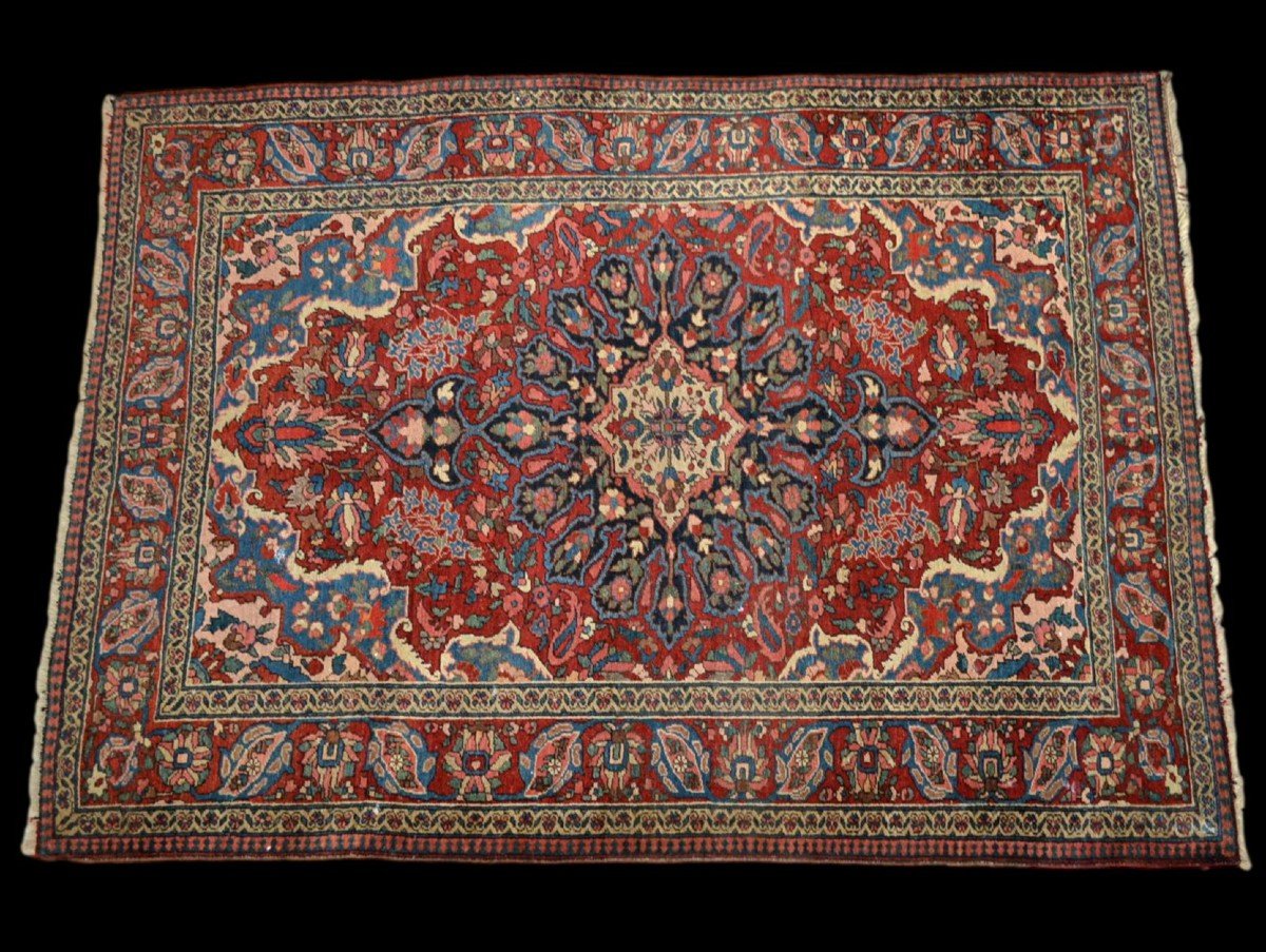 Tapis Persan Mechkabad ancien, Iran, 149 cm x 212 cm, laine nouée main au début du XXème siècle-photo-2