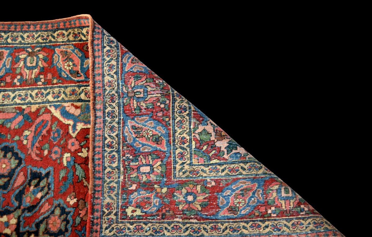 Tapis Persan Mechkabad ancien, Iran, 149 cm x 212 cm, laine nouée main au début du XXème siècle-photo-4