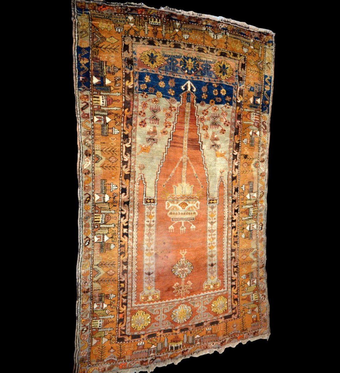 Ancient Prayer Rug, Anatolia, Turkey, 100 Cm X 163 Cm, Wool On Wool, Hand Knotted-photo-3