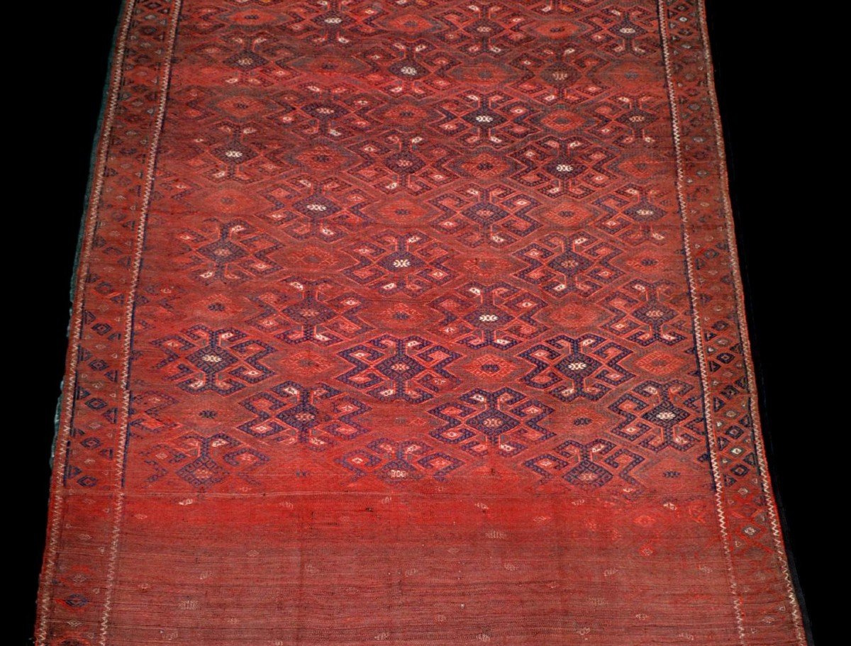 Old Kurdish Kilim, 185 Cm X 340 Cm, XIXth From The Region Of Macchad, State Of Discovery, Museum-photo-1