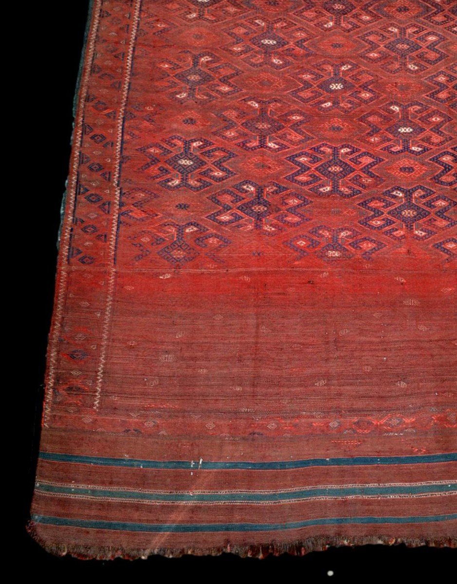 Old Kurdish Kilim, 185 Cm X 340 Cm, XIXth From The Region Of Macchad, State Of Discovery, Museum-photo-2
