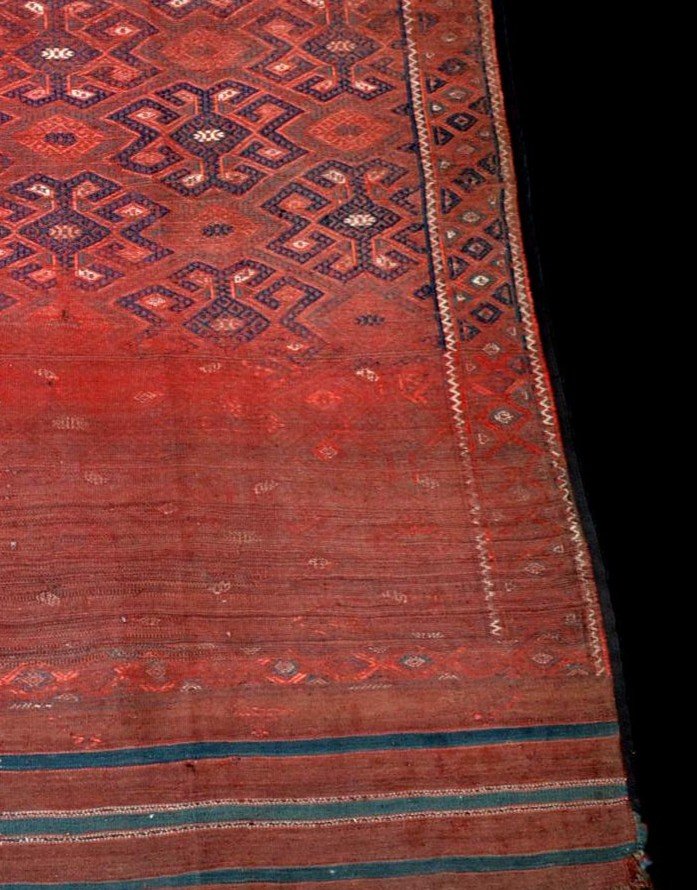 Old Kurdish Kilim, 185 Cm X 340 Cm, XIXth From The Region Of Macchad, State Of Discovery, Museum-photo-3