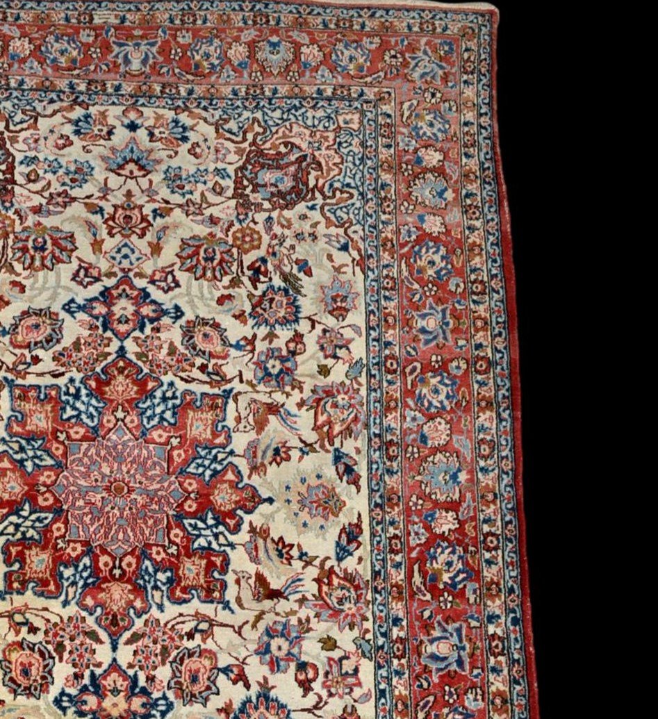 Tapis Ispahan, Iran, 150 cm x 220 cm, laine nouée main vers 1950 en bon état-photo-4