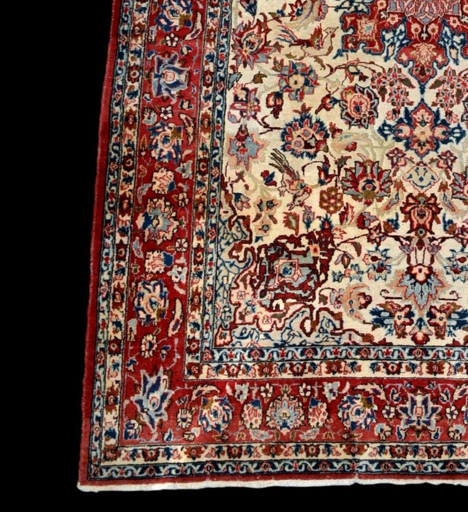 Tapis Ispahan, Iran, 150 cm x 220 cm, laine nouée main vers 1950 en bon état-photo-2