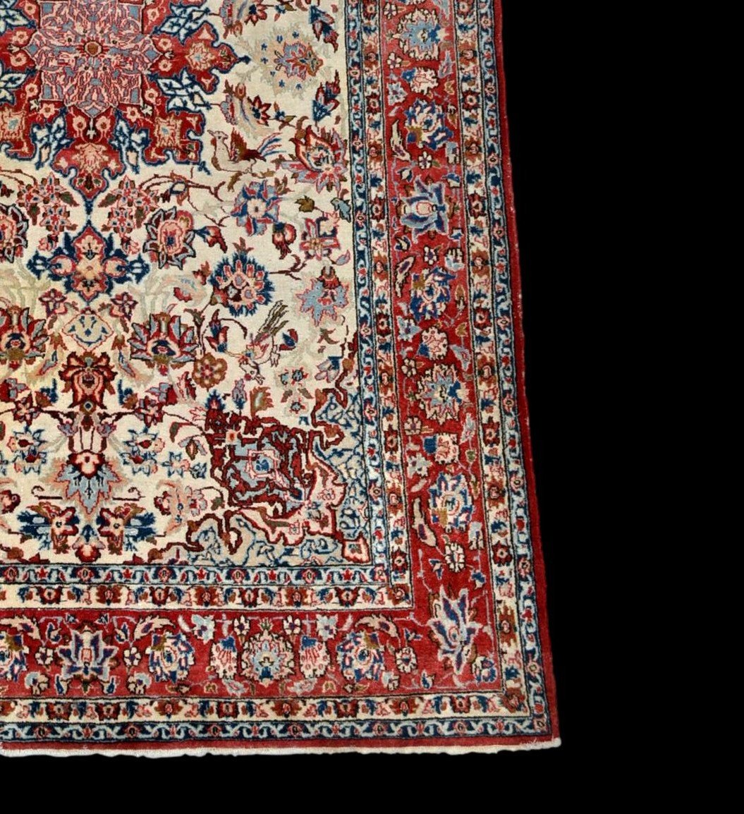 Tapis Ispahan, Iran, 150 cm x 220 cm, laine nouée main vers 1950 en bon état-photo-3