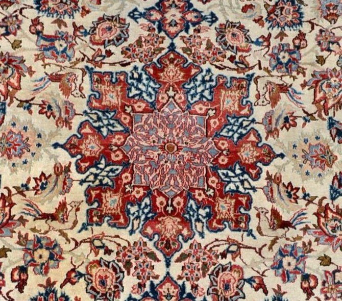 Tapis Ispahan, Iran, 150 cm x 220 cm, laine nouée main vers 1950 en bon état-photo-4