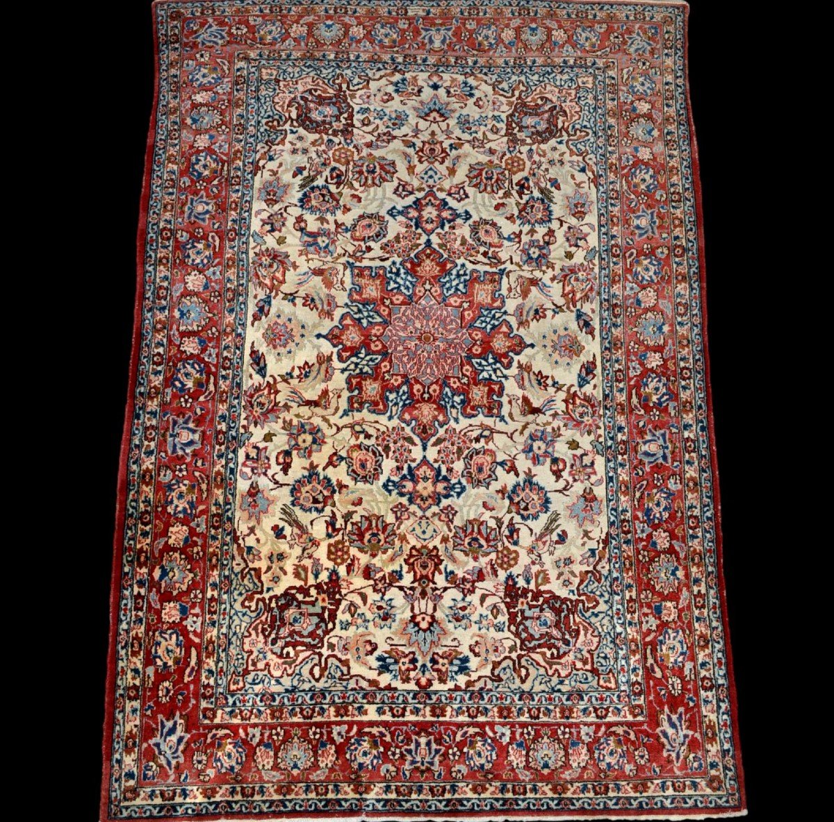 Tapis Ispahan, Iran, 150 cm x 220 cm, laine nouée main vers 1950 en bon état
