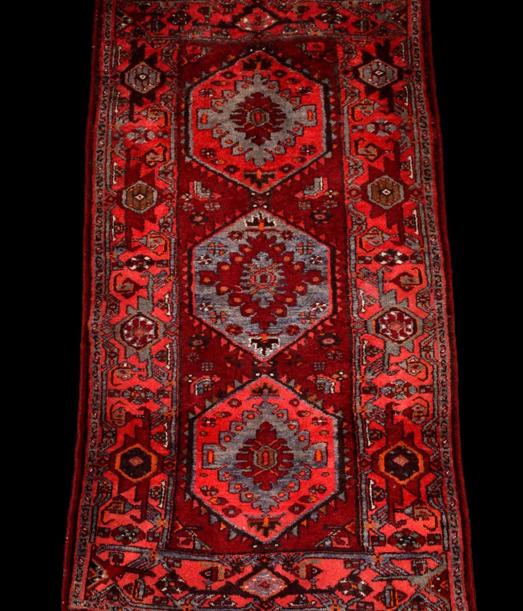 Persian Hamadan Rug, Iran, 110 Cm X 204 Cm, Hand-knotted Wool Circa 1970, Perfect Condition