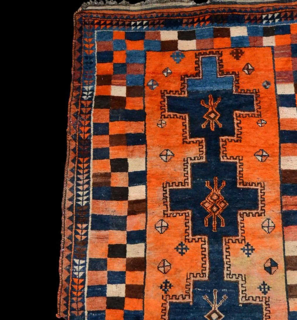 Tapis Gabbeh ancien, Iran, 126 cm x 196 cm, laine nouée main, début du XXème Siècle, rare-photo-3