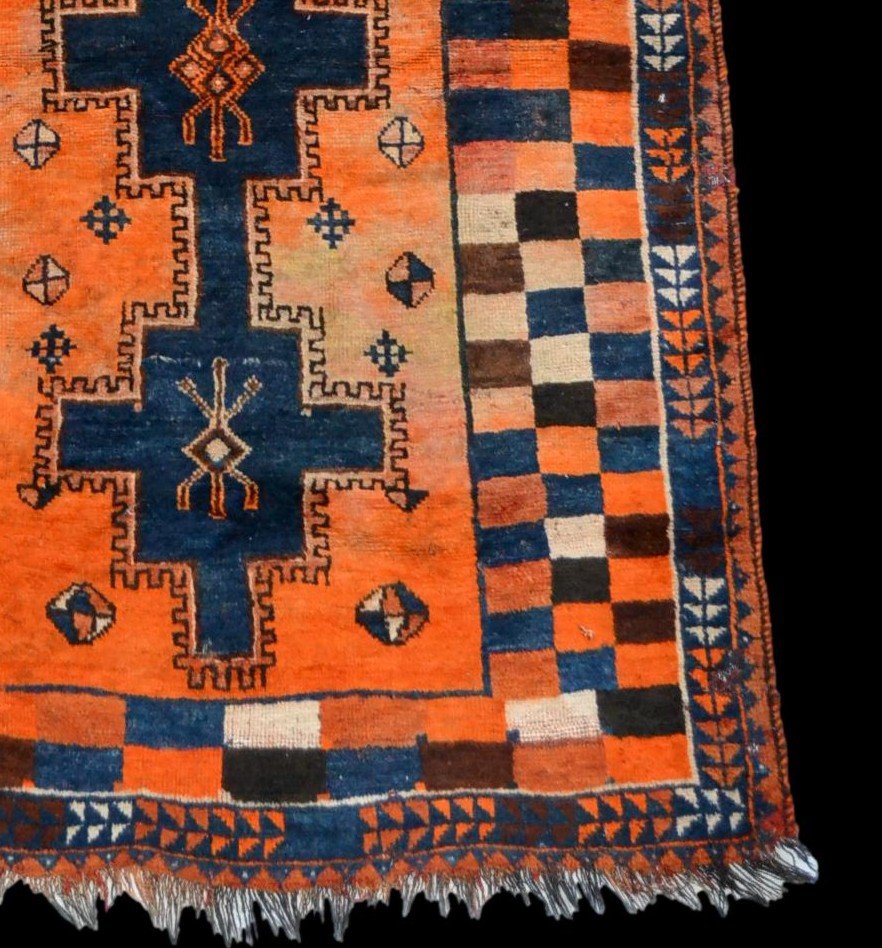 Tapis Gabbeh ancien, Iran, 126 cm x 196 cm, laine nouée main, début du XXème Siècle, rare-photo-3