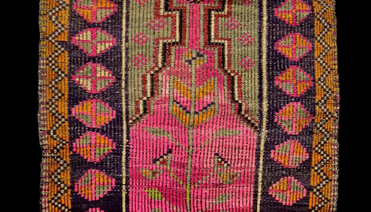 Rare, tapis de prière ancien en crin, 97 cm x 138 cm, Anatolie, Turquie, début XXème, -photo-1