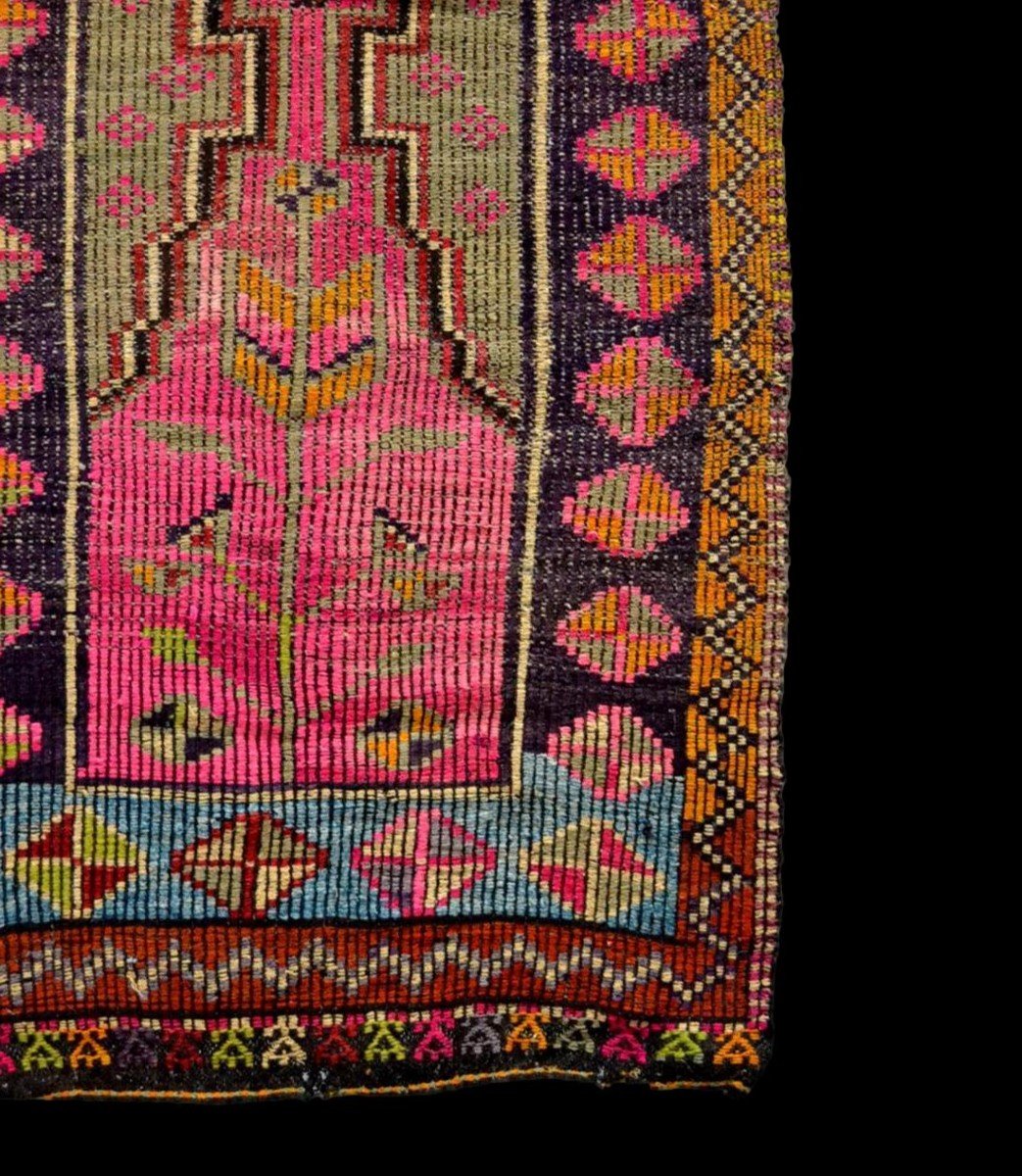 Rare, tapis de prière ancien en crin, 97 cm x 138 cm, Anatolie, Turquie, début XXème, -photo-3