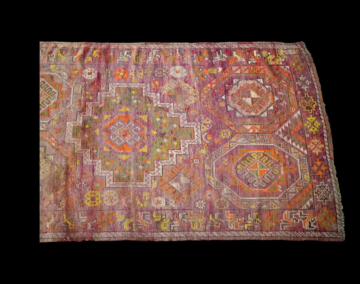Fragment Of An Old Carpet, Beni Mguild, Maroc 156 Cm X 253 Cm, Hand Knotted, Late 19th Century, Good Condition-photo-2