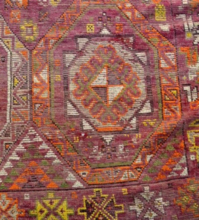 Fragment de tapis ancien, Beni Mguild, Maroc, 156 cm x 253 cm, noué main, fin XIXème, bon état-photo-5