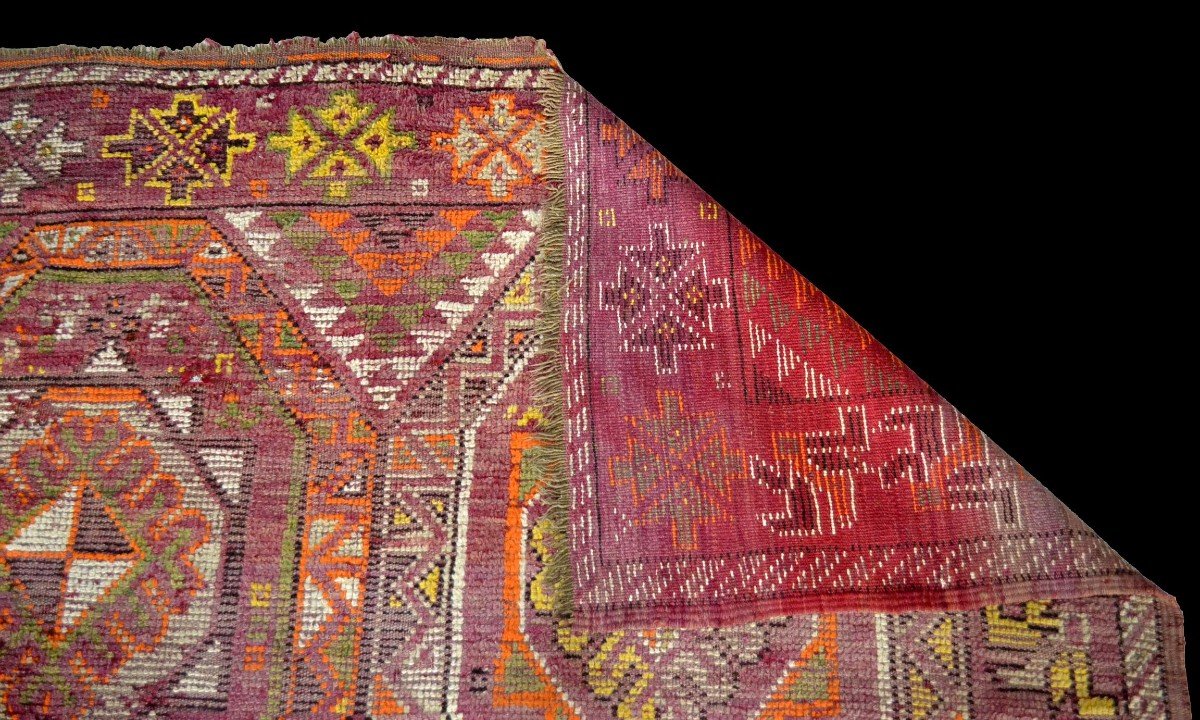 Fragment de tapis ancien, Beni Mguild, Maroc, 156 cm x 253 cm, noué main, fin XIXème, bon état-photo-7