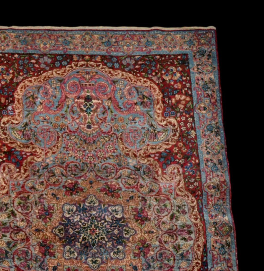 Tapis Persan Kirman ancien, 1880, Iran, 122 cm x 195 cm, laine nouée main fin du XIXème Siècle-photo-4