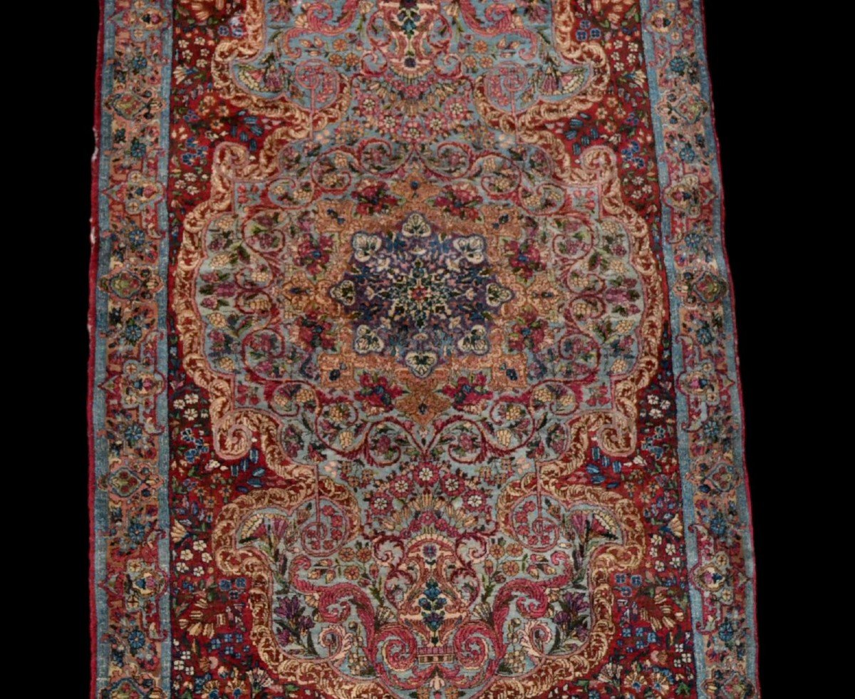 Tapis Persan Kirman ancien, 1880, Iran, 122 cm x 195 cm, laine nouée main fin du XIXème Siècle-photo-2