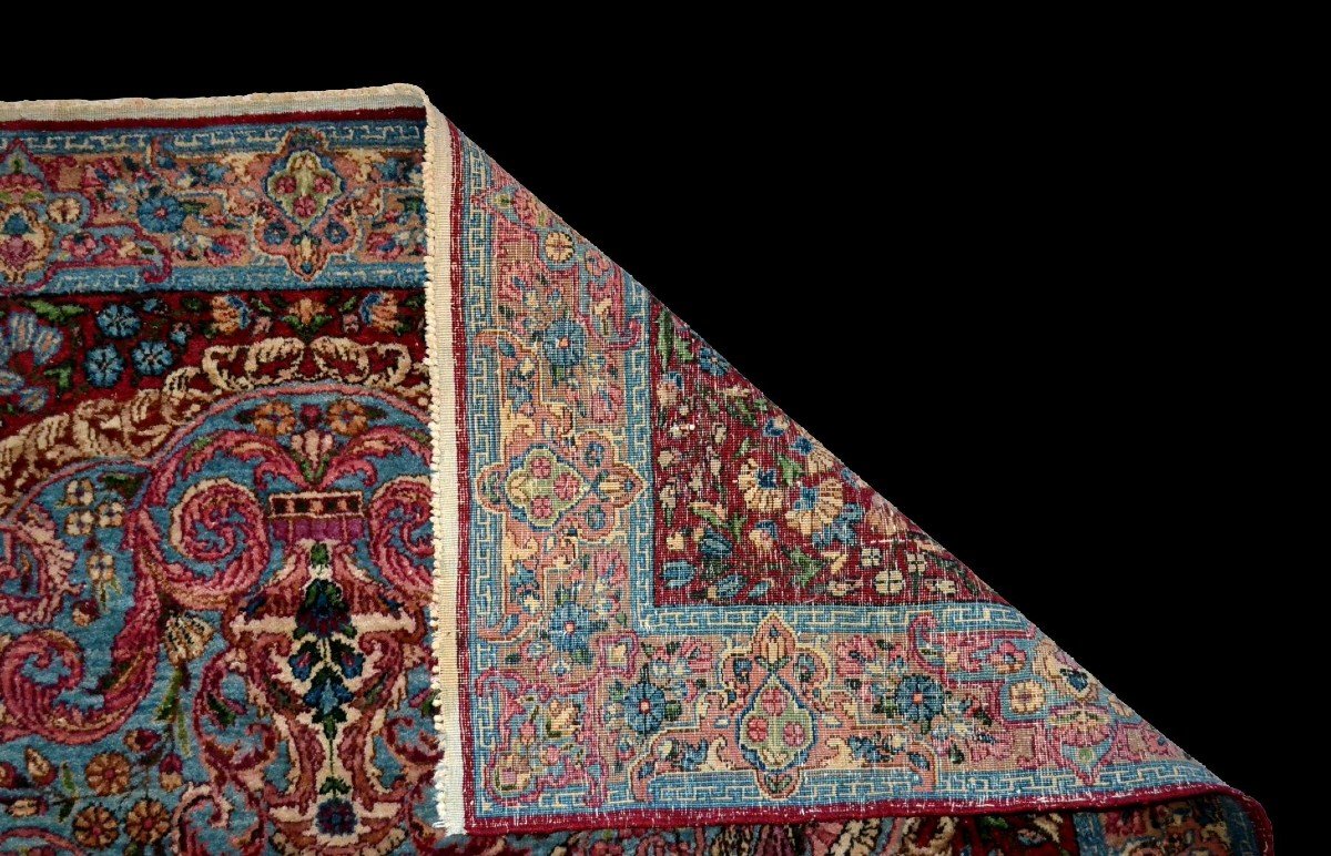 Tapis Persan Kirman ancien, 1880, Iran, 122 cm x 195 cm, laine nouée main fin du XIXème Siècle-photo-8