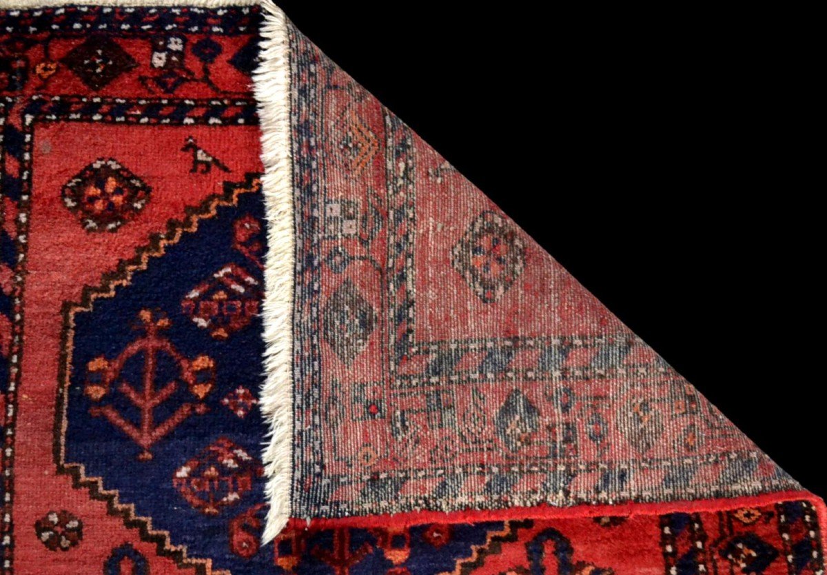 Tapis Persan Hamadan, Iran, 102 cm x 196 cm, laine nouée main vers 1980, très bon état-photo-6