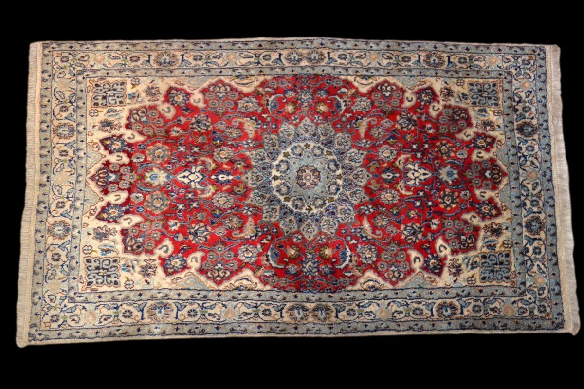 Persian Na'in Rug, 119 Cm X 213 Cm, Kork Wool And Hand-knotted Silk Circa 1980, Iran, Perfect-photo-2