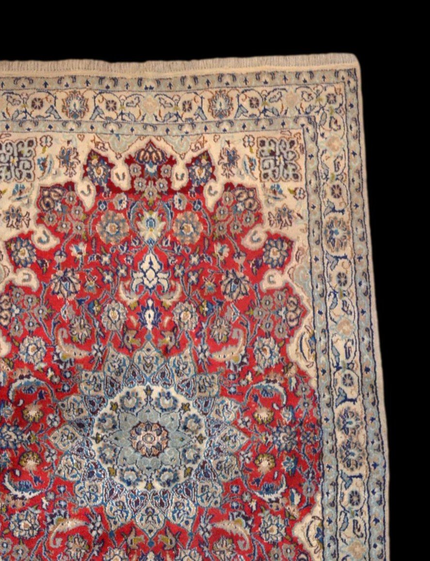 Persian Na'in Rug, 119 Cm X 213 Cm, Kork Wool And Hand-knotted Silk Circa 1980, Iran, Perfect-photo-4