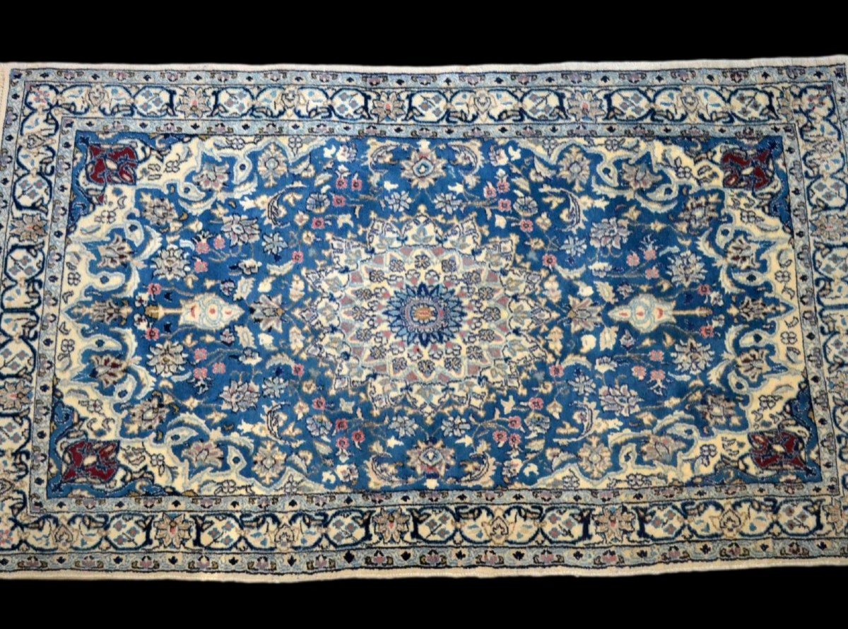 Persian Na'in Rug, 119 Cm X 213 Cm, Kork Wool And Hand-knotted Silk Circa 1980, Iran, Perfect-photo-8