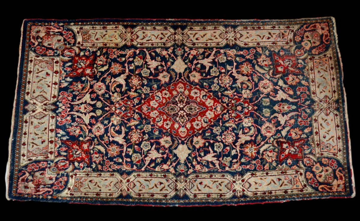 Tapis ancien, Persan Kashan, 90 cm x 163 cm, laine et soie, Iran, fin XIXème à début XXème-photo-2