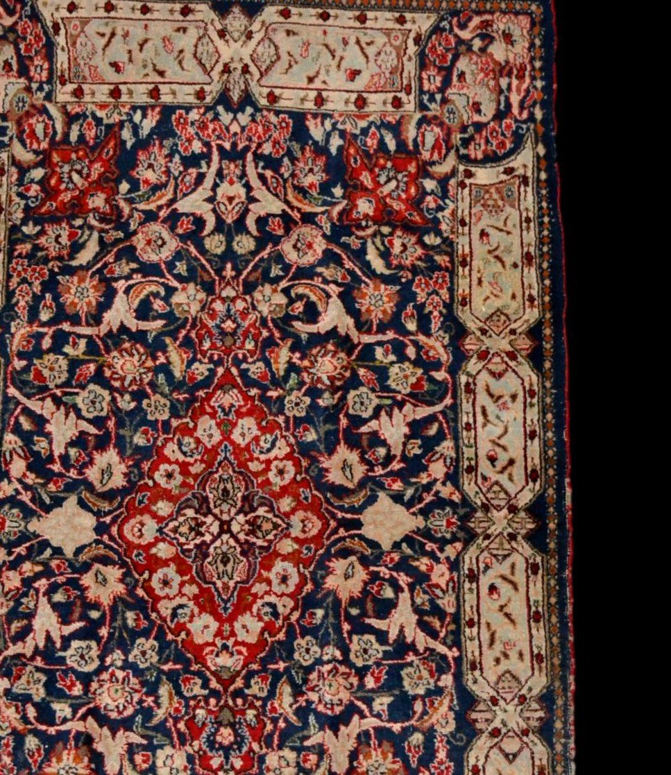 Tapis ancien, Persan Kashan, 90 cm x 163 cm, laine et soie, Iran, fin XIXème à début XXème-photo-4