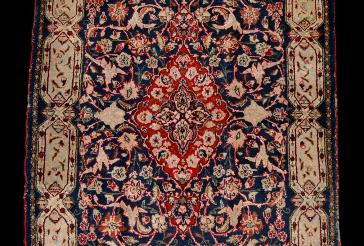 Old Persian Kashan Rug, 90 Cm X 163 Cm, Wool And Silk, Iran, Late 19th To Early 20th Century-photo-1