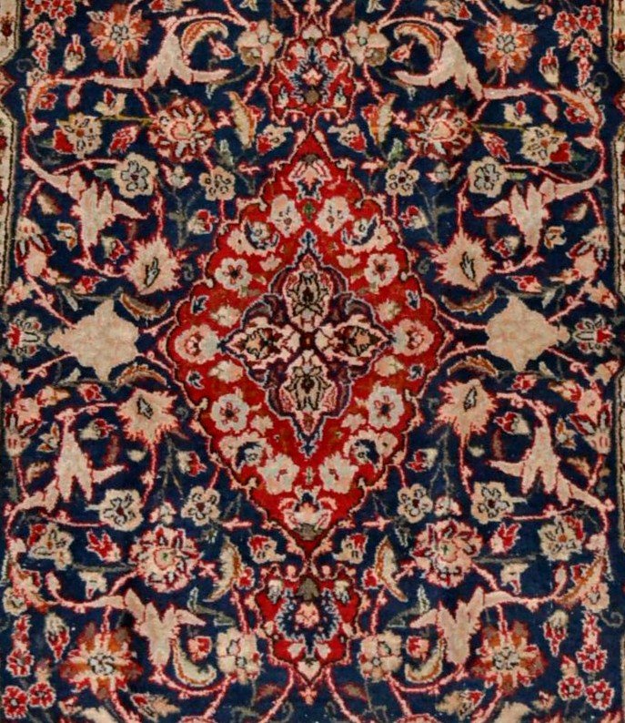 Tapis ancien, Persan Kashan, 90 cm x 163 cm, laine et soie, Iran, fin XIXème à début XXème-photo-4