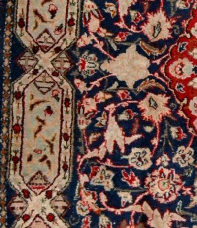 Tapis ancien, Persan Kashan, 90 cm x 163 cm, laine et soie, Iran, fin XIXème à début XXème-photo-6