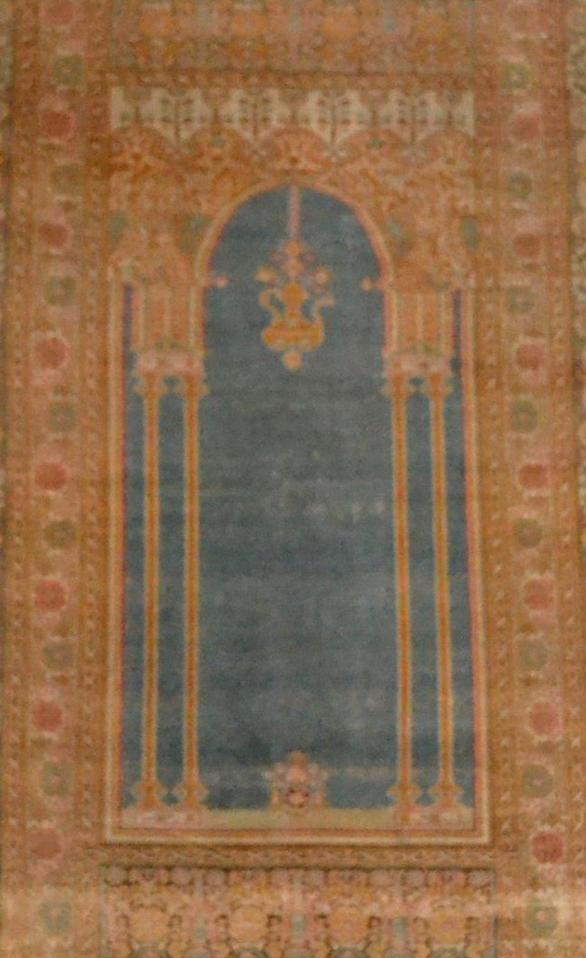 Tapis ancien de prière, splendeur Ottomane, 123 cm x 186 cm, Brousse ou Istanbul, XIXème siècle-photo-5