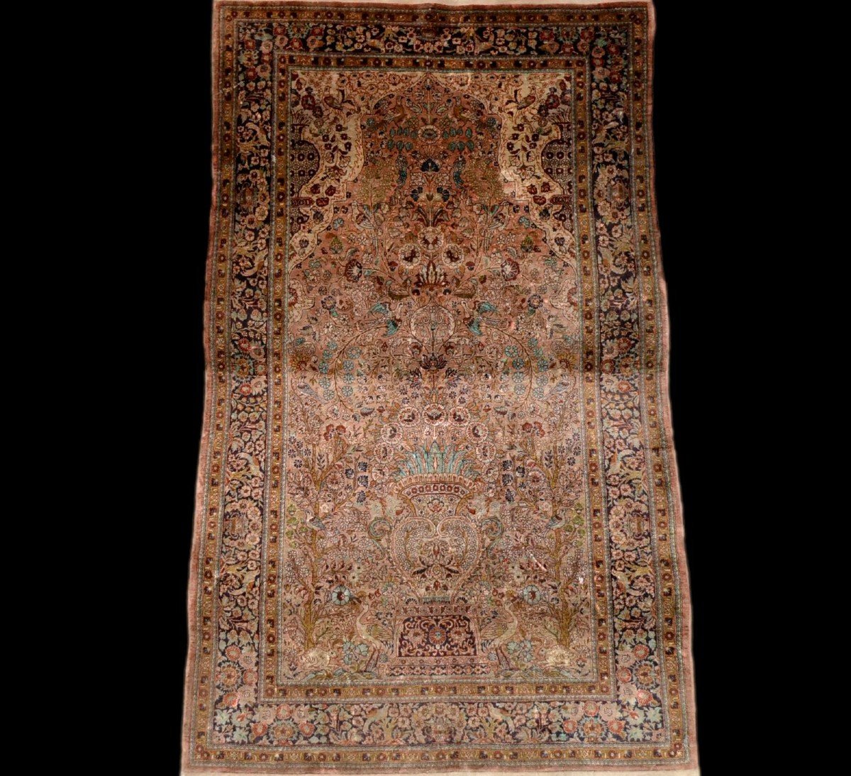 Tapis ancien de prière, splendeur Ottomane, 123 cm x 186 cm, Brousse ou Istanbul, XIXème siècle-photo-8