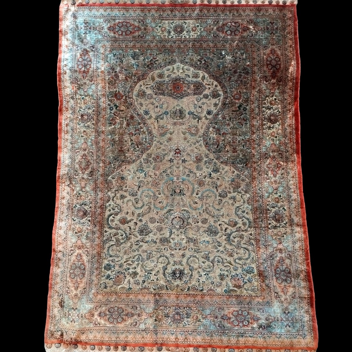 Old Prayer Rug, Ottoman Splendor, 123 X 186 Cm, Bush Or Istanbul, 19th Century-photo-8