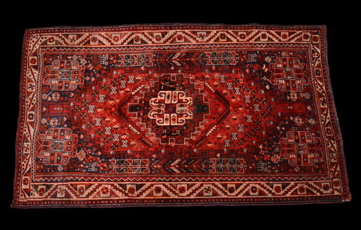 Tapis Persan Gashghaï ,125 cm x 217 cm, Iran, laine sur laine nouée main, début du XXème Siècle-photo-2