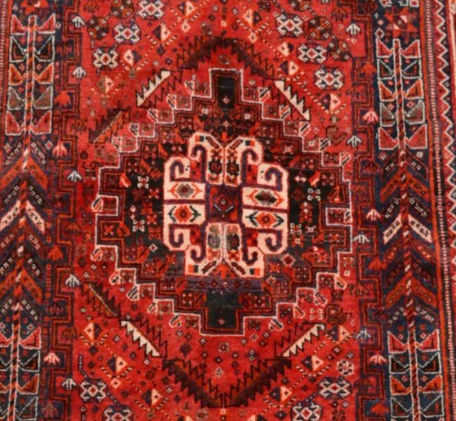 Tapis Persan Gashghaï ,125 cm x 217 cm, Iran, laine sur laine nouée main, début du XXème Siècle-photo-4