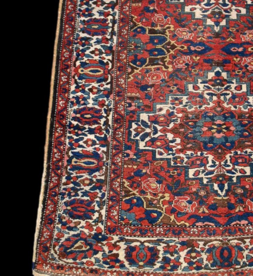 Tapis ancien Bakhtiar, double médaillons, 153 cm x 203 cm, Iran, noué main, XIXème siècle-photo-2