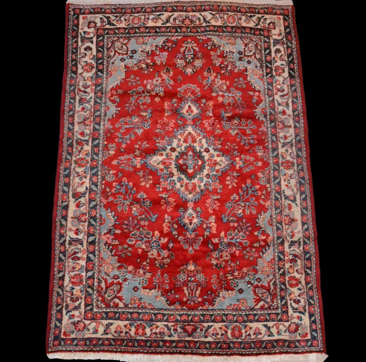 Persian Hamadan Rug, Iran, 138 Cm X 202 Cm, Hand-knotted Wool Around 1960/1970, Very Good Condition