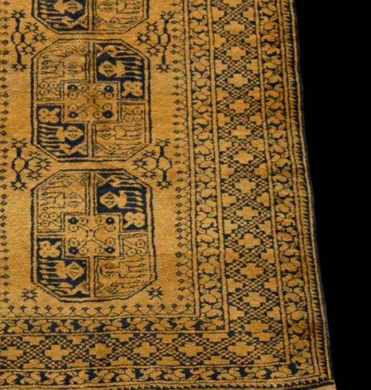 Tapis golden afghan, vers 1950, 135 cm x 221 cm, laine sur laine, Afghanistan, très bel état-photo-3