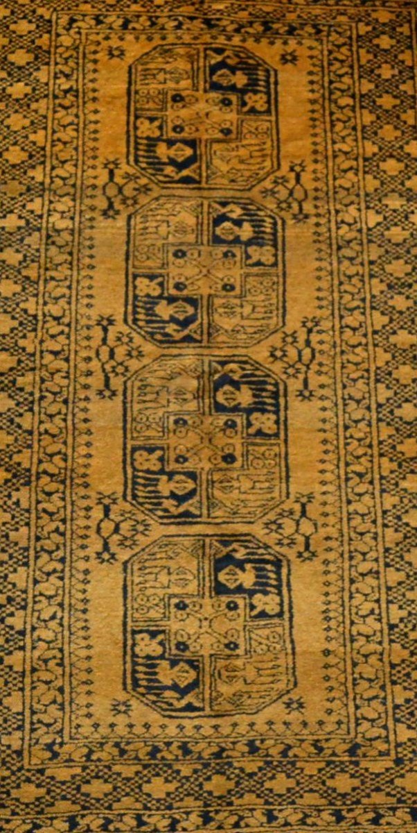 Tapis golden afghan, vers 1950, 135 cm x 221 cm, laine sur laine, Afghanistan, très bel état-photo-4