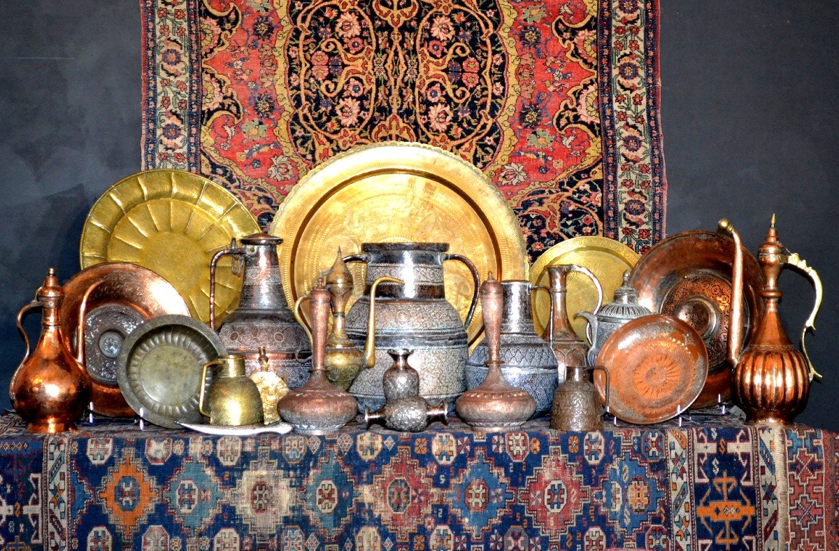 Aiguière, Ouzbékistan, cuivre et laiton, Asie centrale, XIXème siècle, gravée main-photo-5