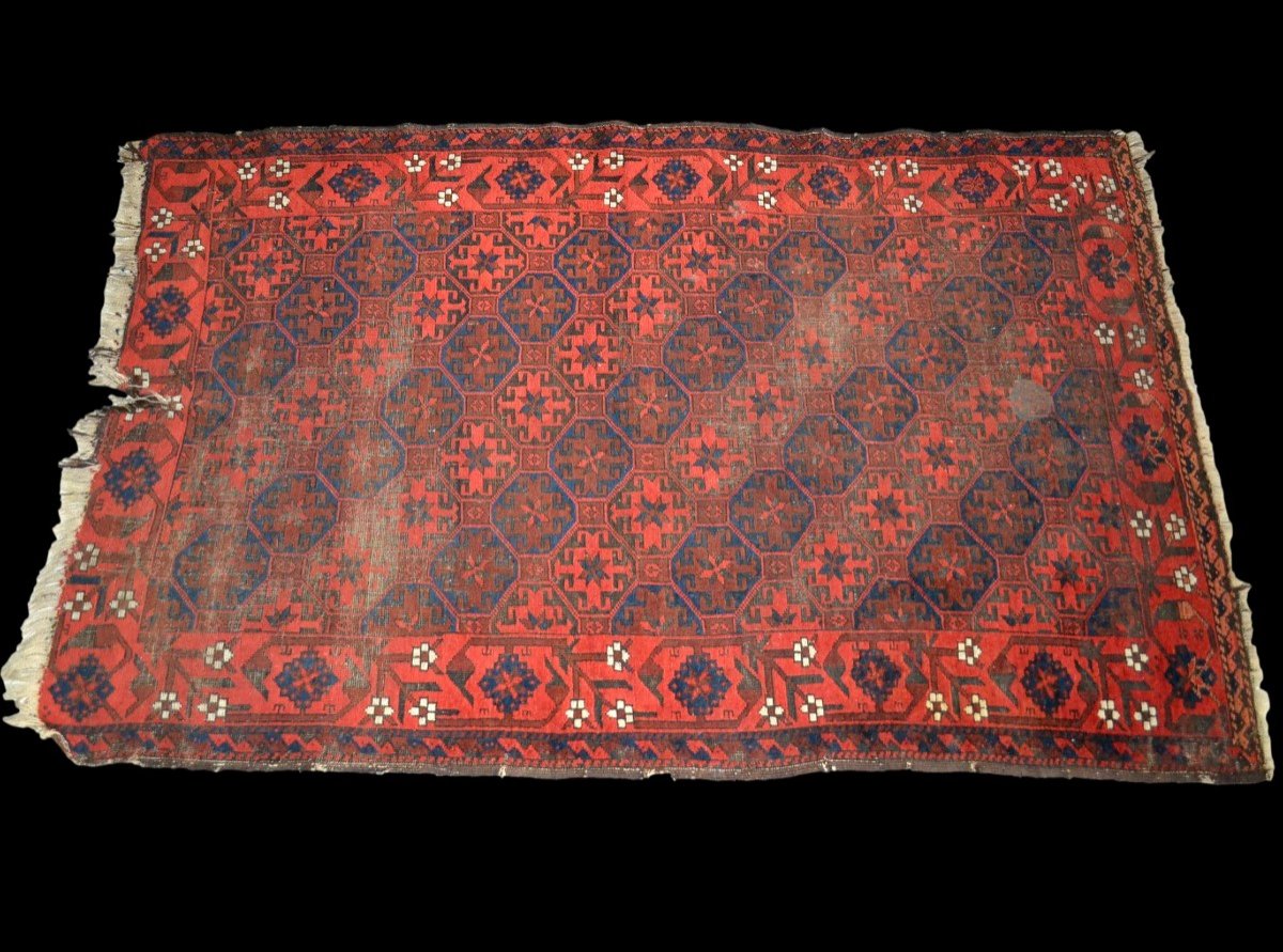 Tapis ancien Merkan, 105 cm x 167 cm, Asie centrale, laine sur laine, 1850, bel état-photo-2